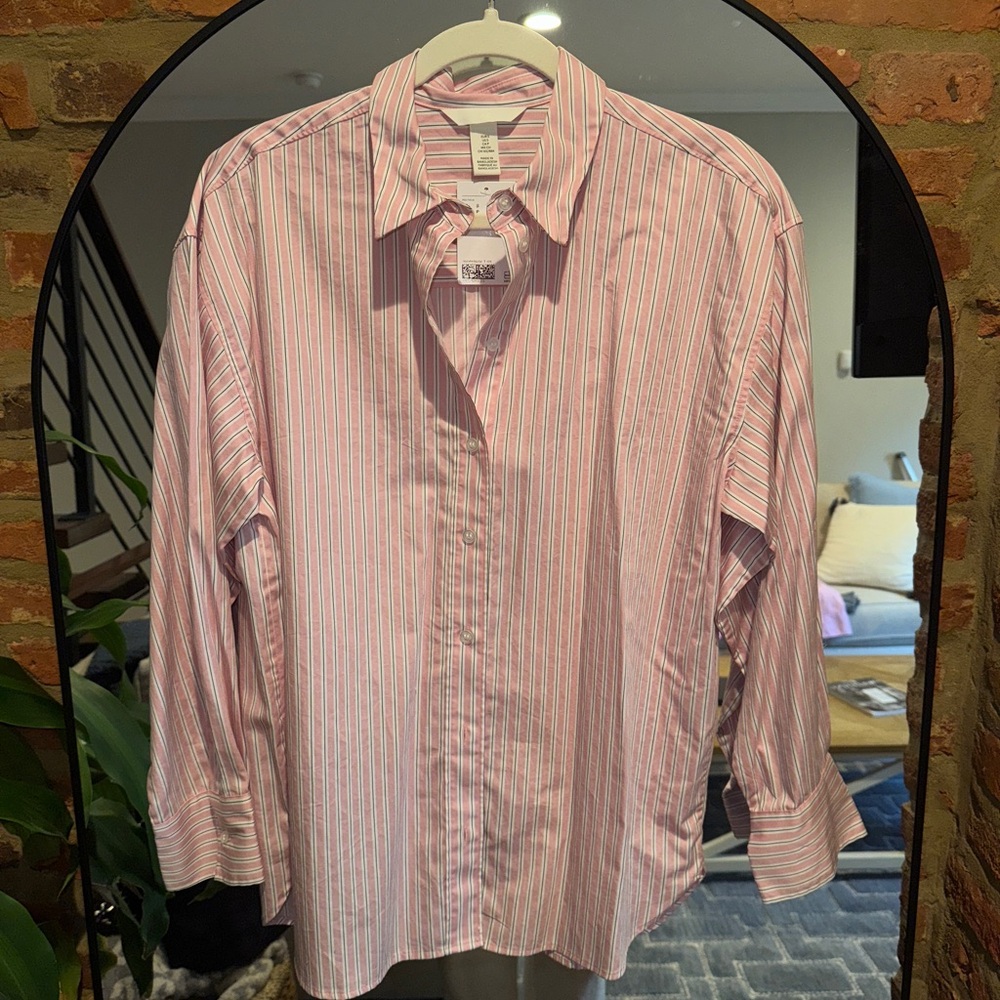 H&M Pink stripped button down